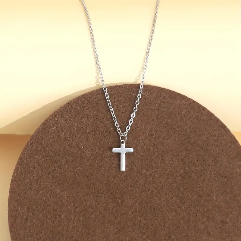 Cute Minimalist Stainless Steel Cross Necklace