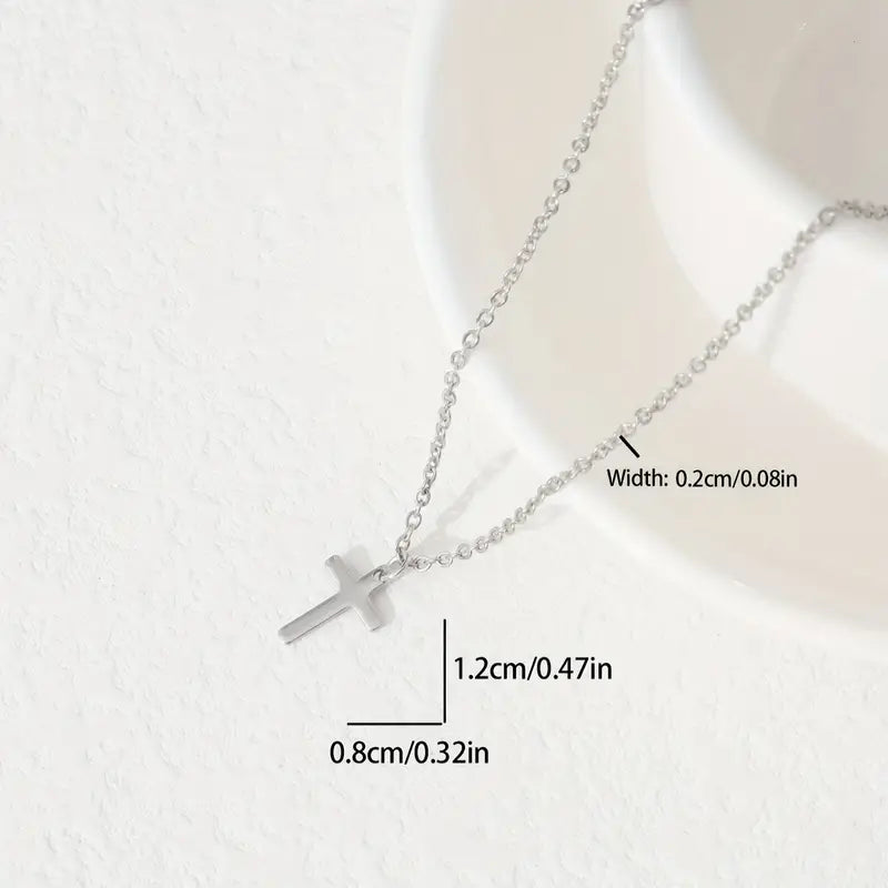 Cute Minimalist Stainless Steel Cross Necklace